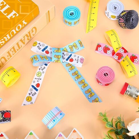 الحوت 6 لفات العودة إلى المدرسة أشرطة Grosgrain 7/8 "30 ياردة النسيج الحرفية الشريط تكوين دفتر حاكم قلم رصاص القوس التفاح الشريط لإكليل القوس هدية التفاف ديكور الحفلات in Kuwait