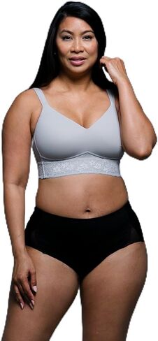 Molded Cup Bra with Lace Trim, Wire-Free, High Support, Adjustable Straps, Pullover Design, Gray Rose Mauveglow in Saudi Arabia
