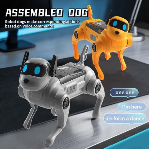 Robot Dog, 2026 New AI Voice Command, 13 Fun Interactive Functions Intelligent Programmable Kids Robotic Puppy, DIY Assembly, Singing Dancing Walking Robot Dog Toy, Yellow in Kuwait