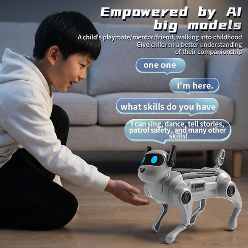 Robot Dog, 2026 New AI Voice Command, 13 Fun Interactive Functions Intelligent Programmable Kids Robotic Puppy, DIY Assembly, Singing Dancing Walking Robot Dog Toy, Yellow in Kuwait