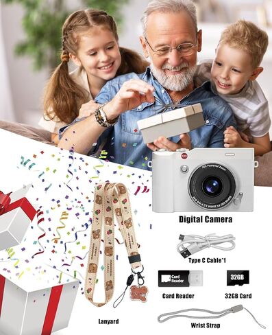 Kids Digital Camera 64MP 1080P 2.4" Flip Screen 32GB SD Card Camera for Kids Girls Toys 3-12 Year Old Girl Gifts in Saudi Arabia