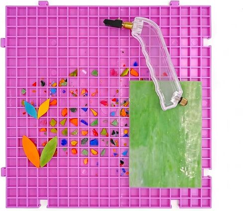 12"x12"Stained Glass Cutting Mat, with Rubber Pads, Breaker Ball & Non-Slip Grip Rings, Modular Stained Glass Grid Mat (Purple-1 Pack) in Saudi Arabia