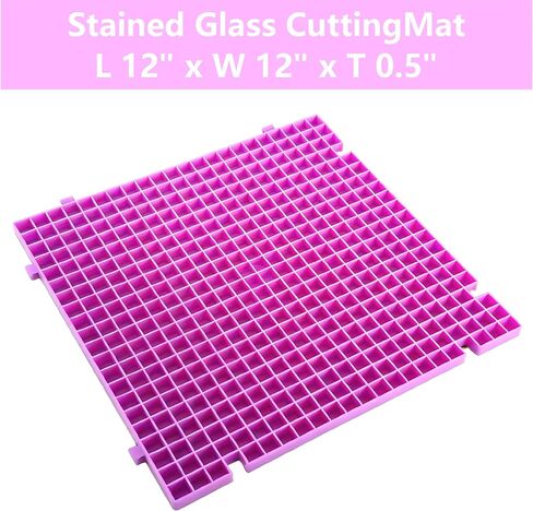 12"x12"Stained Glass Cutting Mat, with Rubber Pads, Breaker Ball & Non-Slip Grip Rings, Modular Stained Glass Grid Mat (Purple-1 Pack) in Saudi Arabia