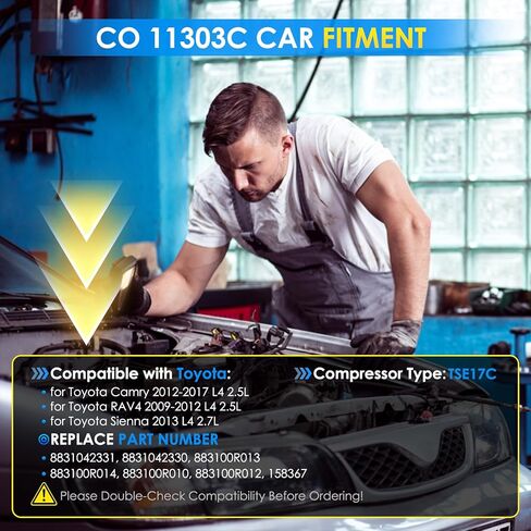 ضاغط مكيف الهواء للسيارة مناسب لسيارة Toyota Camry 2.5L 2012-2017، RAV4 2.5L 2009-2012 ضاغط تيار متردد بديل للسيارات 8831042331 8831042330 883100R013 ضاغط مكيف الهواء للسيارة CO 11303C in Kuwait
