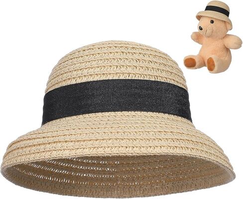Totority Mini Straw Hat for Crafts - Miniature Sombrero for Pets & Dolls - Natural Weave Tiny Hat for DIY Party Decorations, Fairy Gardens & Dolls House Accessories - 5. 5",Beige in Saudi Arabia