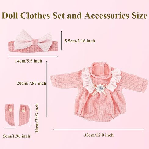 14-18 Inch Reborn Baby Doll Clothes,4pcs Doll Clothes and Accessories Set Include Jumpsuit Headband Socks and Hanger, Baby Doll Clothes Christmas Birthday for Kids in Saudi Arabia