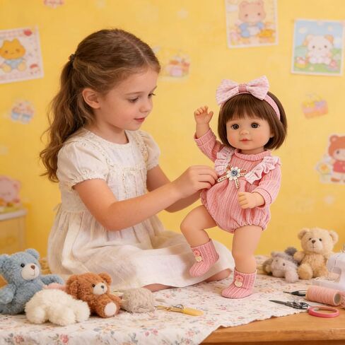14-18 Inch Reborn Baby Doll Clothes,4pcs Doll Clothes and Accessories Set Include Jumpsuit Headband Socks and Hanger, Baby Doll Clothes Christmas Birthday for Kids in Saudi Arabia