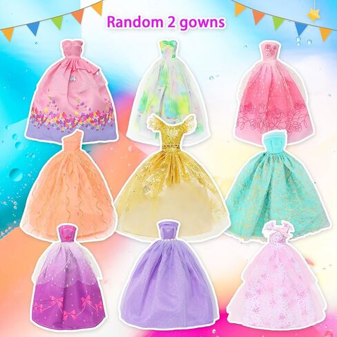 50pcs Doll Clothes and Accessories Including 2 Gowns 5 Short Dresses 2 Swimsuits 3 Tops and Trousers 10 Shoes 10 Hangers and 18 Accessories for 11.5 Inch Doll (No Dolls) in Saudi Arabia