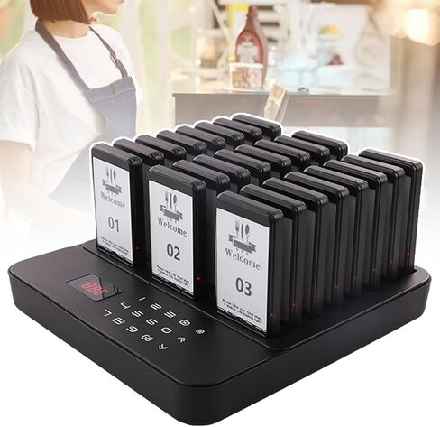 Restaurant Wireless Pager Buzzer Calling System, Restaurant Waiter Wireless Pager, 3 Modes Light Vibration Sound, Waterproof, Oil Proof and Drop, Call Customers from a Distance(30pcs) in Saudi Arabia