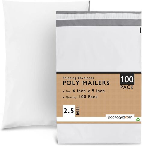 PackageZoom Poly Mailers 6x9 100 قطعة مغلفات شحن ذاتية الغلق للشركات، أكياس بريد لاصقة قوية، حقائب شحن واقية مقاومة للتمزق والماء رمادي فاتح in Kuwait