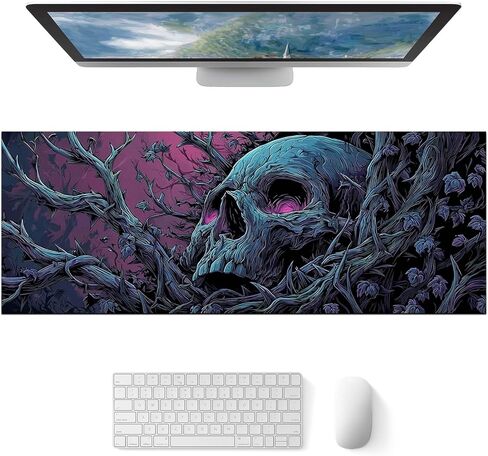 HOMETITUTE XL Mouse Pad Dark Gothic Skull Forest Art Gaming Mousepad 31.5x11.8 Inch Non-Slip Keyboard Desktop Protector Mat Diatomite Large Mouse Pad for Home and Office Desk Accessories in Saudi Arabia