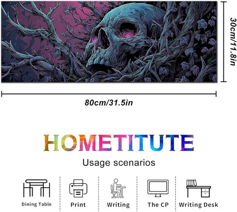 HOMETITUTE XL Mouse Pad Dark Gothic Skull Forest Art Gaming Mousepad 31.5x11.8 Inch Non-Slip Keyboard Desktop Protector Mat Diatomite Large Mouse Pad for Home and Office Desk Accessories in Saudi Arabia