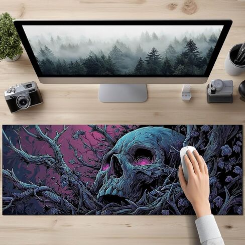HOMETITUTE XL Mouse Pad Dark Gothic Skull Forest Art Gaming Mousepad 31.5x11.8 Inch Non-Slip Keyboard Desktop Protector Mat Diatomite Large Mouse Pad for Home and Office Desk Accessories in Saudi Arabia
