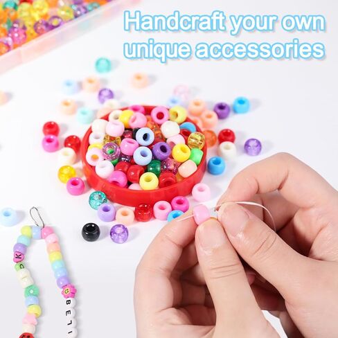 Pony Beads Bulk 10000+ Multi-Colored Beads for Making Bracelets Jewelry Hair Braiding,DIY Kandi Crafts Key Chains and Ornaments Decorations Boxed in Saudi Arabia