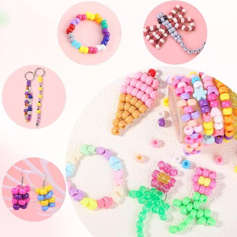 Pony Beads Bulk 10000+ Multi-Colored Beads for Making Bracelets Jewelry Hair Braiding,DIY Kandi Crafts Key Chains and Ornaments Decorations Boxed in Saudi Arabia