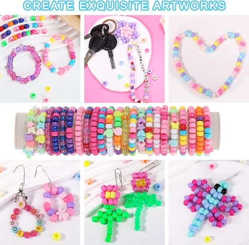 Pony Beads Bulk 10000+ Multi-Colored Beads for Making Bracelets Jewelry Hair Braiding,DIY Kandi Crafts Key Chains and Ornaments Decorations Boxed in Saudi Arabia