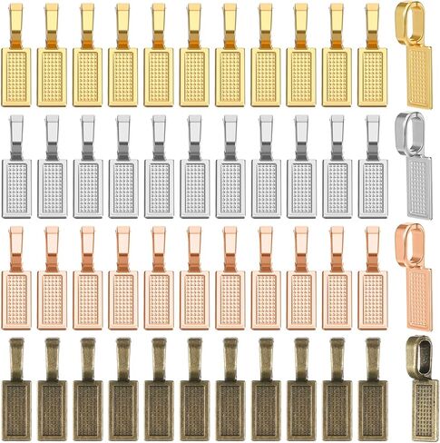 100 Pcs Bails for Jewelry Making, 4 Colors Flat Pad Bail Pendant Connectors Hanger Rectangle Shovel Shape Metal in Saudi Arabia