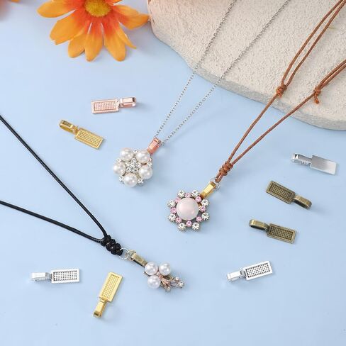 100 Pcs Bails for Jewelry Making, 4 Colors Flat Pad Bail Pendant Connectors Hanger Rectangle Shovel Shape Metal in Saudi Arabia