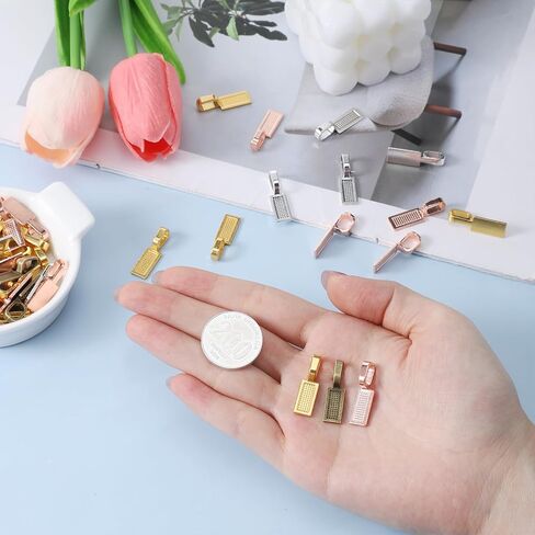 100 Pcs Bails for Jewelry Making, 4 Colors Flat Pad Bail Pendant Connectors Hanger Rectangle Shovel Shape Metal in Saudi Arabia