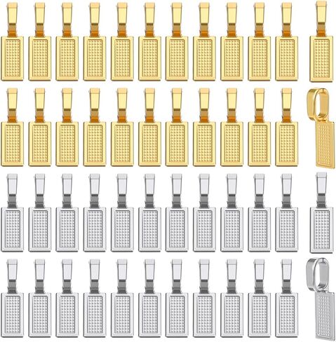 100 Pcs Bails for Jewelry Making, 4 Colors Flat Pad Bail Pendant Connectors Hanger Rectangle Shovel Shape Metal in Saudi Arabia