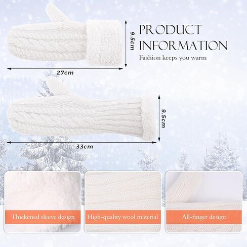 Winter Warm Mittens for Women, Cozy Thick Knitted Gloves & Mittens Warm Soft Lining Cold Weather Accessories Gifts in Saudi Arabia