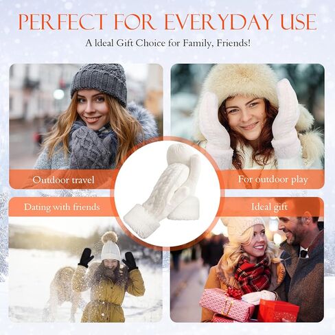 Winter Warm Mittens for Women, Cozy Thick Knitted Gloves & Mittens Warm Soft Lining Cold Weather Accessories Gifts in Saudi Arabia