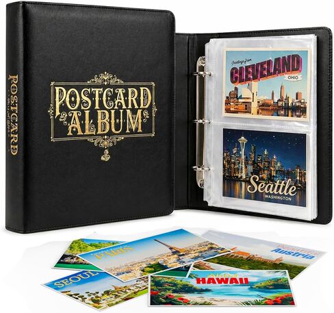 Elegant Postcard Album Book for Collecting, Sleeves Included, Post Card Album Holder Book and Organizer Binder, Post Card Collection Display Storage, Memory Collectors, Travel Photo Album 4x6 in Saudi Arabia