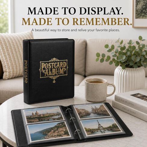 Elegant Postcard Album Book for Collecting, Sleeves Included, Post Card Album Holder Book and Organizer Binder, Post Card Collection Display Storage, Memory Collectors, Travel Photo Album 4x6 in Saudi Arabia