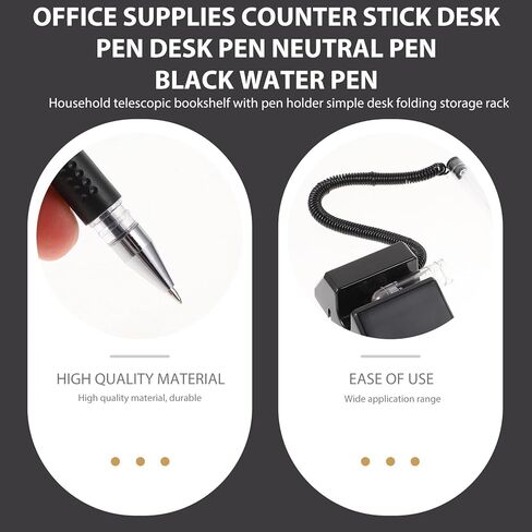 Gel Ink Counter Pens 0.5mm Black Fine Tip, Anti-theft Security Desktop Office Bank Reception Pens, 5pcs in Saudi Arabia