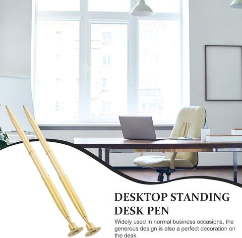 2 Sets Gold Desk Pen round Metal Holder, 0.5mm Ballpoint Guest Signing Pens for Wedding Reception and Business Counter Use in Kuwait
