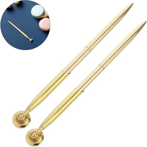 SHINEOFI 2 Sets Gold Metal Ballpoint Pens with Base 0.5mm Nib Signature Desk Pens for Wedding Guest Signing and Office Reception in Saudi Arabia