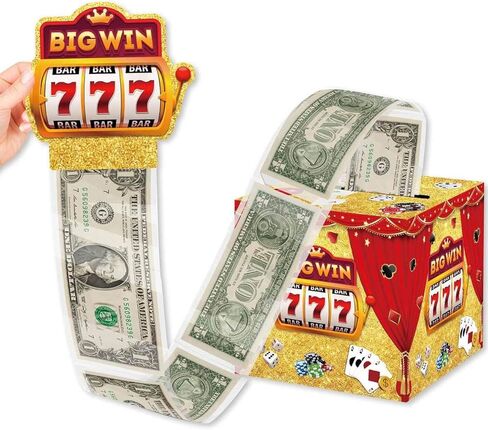 LEWRCPPY Casino Birthday Party Money Gift Box Big Win Happy Birthday Poker Box with Draw Strip Las Vegas Pull Out Cash Boxes Casino Theme Party Decorations for Casino Night in Kuwait