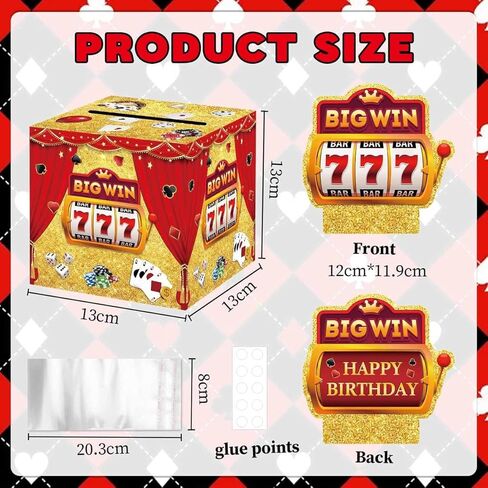LEWRCPPY Casino Birthday Party Money Gift Box Big Win Happy Birthday Poker Box with Draw Strip Las Vegas Pull Out Cash Boxes Casino Theme Party Decorations for Casino Night in Kuwait