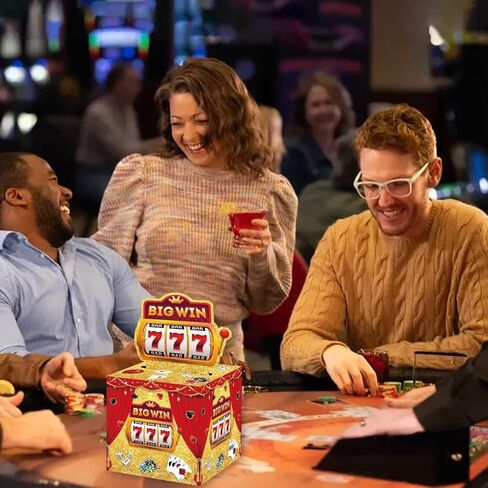 LEWRCPPY Casino Birthday Party Money Gift Box Big Win Happy Birthday Poker Box with Draw Strip Las Vegas Pull Out Cash Boxes Casino Theme Party Decorations for Casino Night in Kuwait