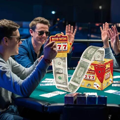 LEWRCPPY Casino Birthday Party Money Gift Box Big Win Happy Birthday Poker Box with Draw Strip Las Vegas Pull Out Cash Boxes Casino Theme Party Decorations for Casino Night in Kuwait