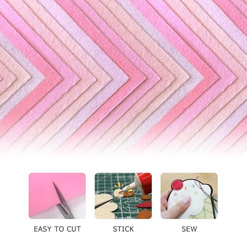 30 Pcs Pink Felt Sheets for Crafts 1mm Thick 5 Assorted Colors Stiff Felt, Felt Fabric for Sewing, Patchwork, DIY Projects and Decoration, 7.9 x 11.8 Inch in Kuwait