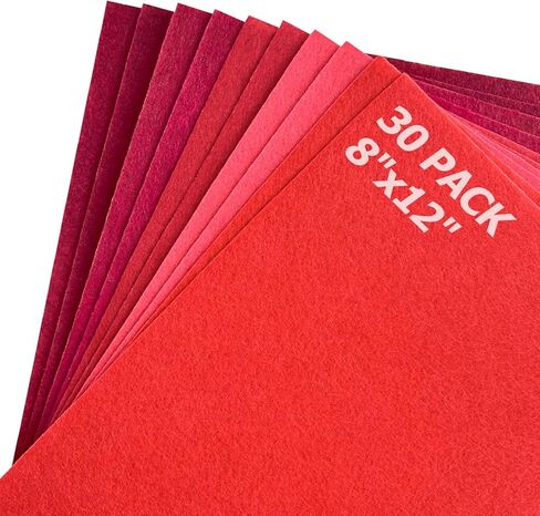 30 Pcs Pink Felt Sheets for Crafts 1mm Thick 5 Assorted Colors Stiff Felt, Felt Fabric for Sewing, Patchwork, DIY Projects and Decoration, 7.9 x 11.8 Inch in Kuwait