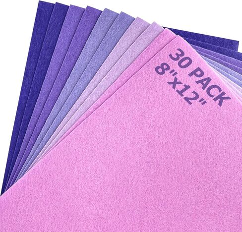 30 Pcs Pink Felt Sheets for Crafts 1mm Thick 5 Assorted Colors Stiff Felt, Felt Fabric for Sewing, Patchwork, DIY Projects and Decoration, 7.9 x 11.8 Inch in Kuwait