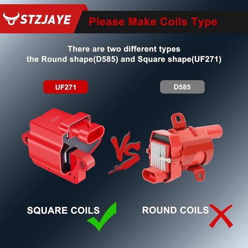 UF271 Ignition Coil & 8mm Spark Plug Wire 12622553 8PCS Square Coils Compatible with Cadillac Escalade 2002-2005,for Chevy Avalanche 1500 2002-2006,for GMC Envoy XL 2003-2004,for Express 1500 in Kuwait