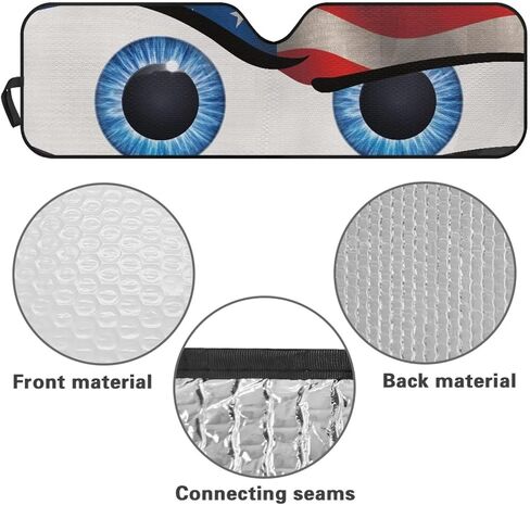 Tuoxiukan Sun Shade for Car Window Front Windshield Sunshade for Jeep Rubicon Sahara TJ JK JKU 2 Door & 4 Door Funny Eyes American Flag Easy to Install Auto Interior Accessories in Kuwait