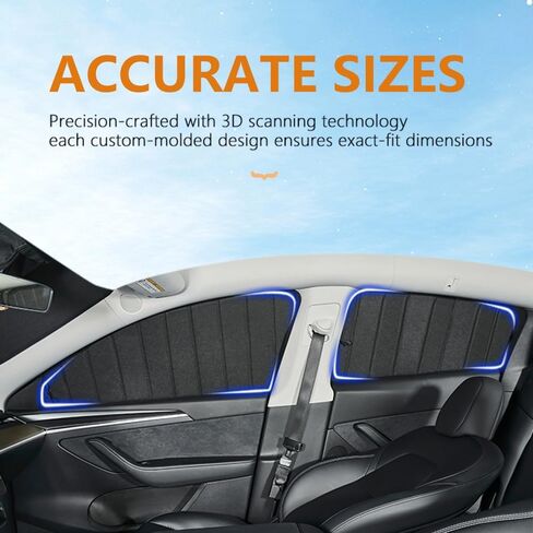 تناسب مخصص لظلال الشمس للنافذة Tesla Model 3 2019-2025، 6 قطع من النافذة الجانبية الأمامية والزجاج الأمامي الخلفي، 5 طبقات من المواد المركبة للحماية من الأشعة فوق البنفسجية وإكسسوارات حاجب الشمس القابلة للطي in Kuwait