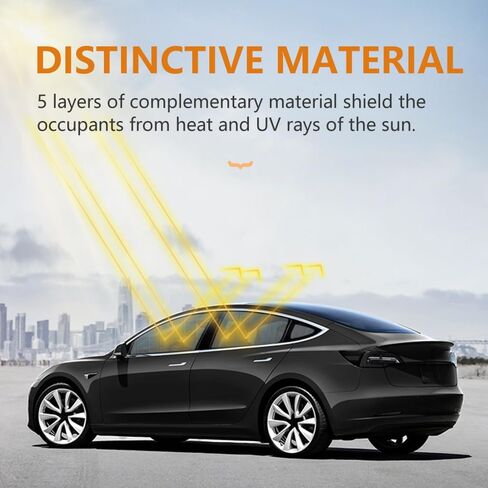 تناسب مخصص لظلال الشمس للنافذة Tesla Model 3 2019-2025، 6 قطع من النافذة الجانبية الأمامية والزجاج الأمامي الخلفي، 5 طبقات من المواد المركبة للحماية من الأشعة فوق البنفسجية وإكسسوارات حاجب الشمس القابلة للطي in Kuwait