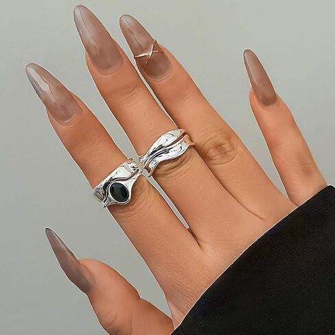 Silver Plated Stacking Rings for Women, Stainless Steel Solid Chunky Ring for Her Eternity Bands Thumb Wedding Bands for Porm, Jewlery for Women in Saudi Arabia