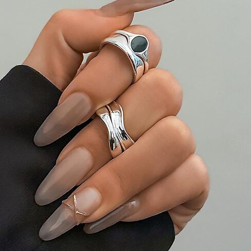 Silver Plated Stacking Rings for Women, Stainless Steel Solid Chunky Ring for Her Eternity Bands Thumb Wedding Bands for Porm, Jewlery for Women in Saudi Arabia