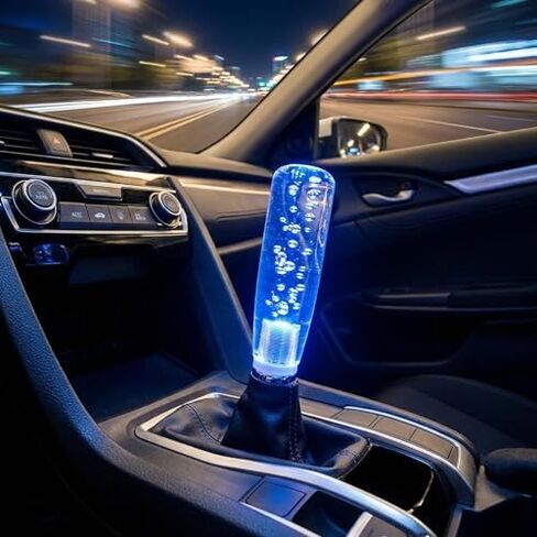 مقبض ناقل الحركة للسيارة، مقبض موسع، مقبض تروس فقاعي كريستالي مضيء LED ملون رائع مع شاحن USB رافعة عصا ناقل الحركة اليدوية العالمية (20 سم) in Kuwait