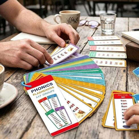 Phonics Word Cards, Phonics Flash Cards for Early Reading Skills, Educational Learning Tool for learners, Durable Cardstock Material with Rounded Corners in Saudi Arabia