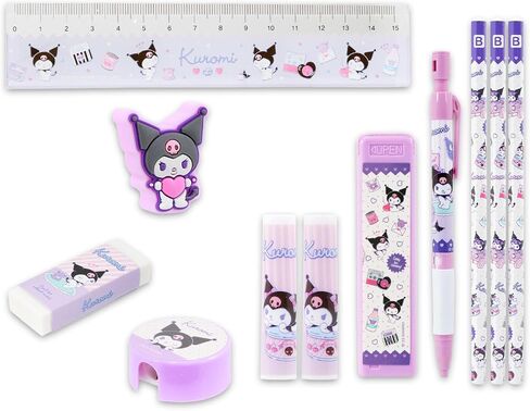 Kuromi School Supplies Pack - 11 Pc Bundle with Sanrio Hello Kitty & Friends Pencils & Topper, Ruler, Eraser, Stickers, More for Kids, Girls in Kuwait