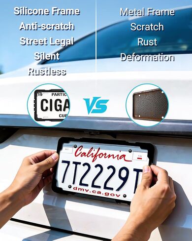 Silicone License Plate Frame, Car License Plate Holder Without Obstruction, Rattle & Rust Proof Front & Rear Car Tag Protector, Do Not Come with Screws Kit, Black in Kuwait