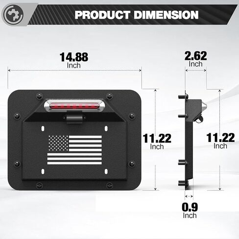 License Plate Frame Fits for Jeep JK JKU 2007-2018 with Brake Light & Plate Light, American Flag Design, Carbon Steel Spare Tire Delete Kit, Wrangler Accessories in Saudi Arabia