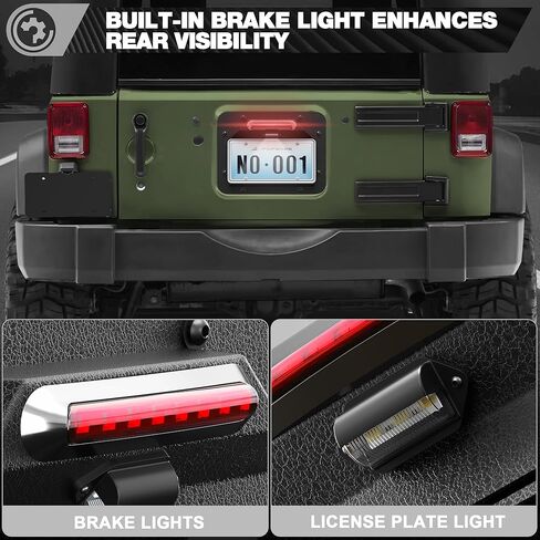 License Plate Frame Fits for Jeep JK JKU 2007-2018 with Brake Light & Plate Light, American Flag Design, Carbon Steel Spare Tire Delete Kit, Wrangler Accessories in Saudi Arabia